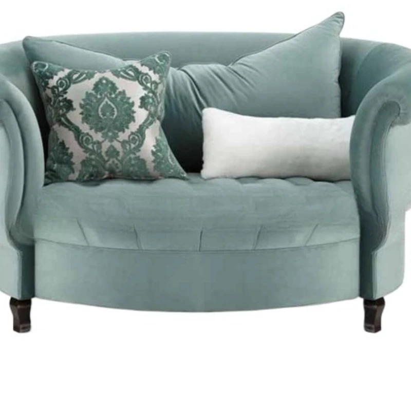 

American soft bag single sofa, furniture fabric buckle round leisure cafe back