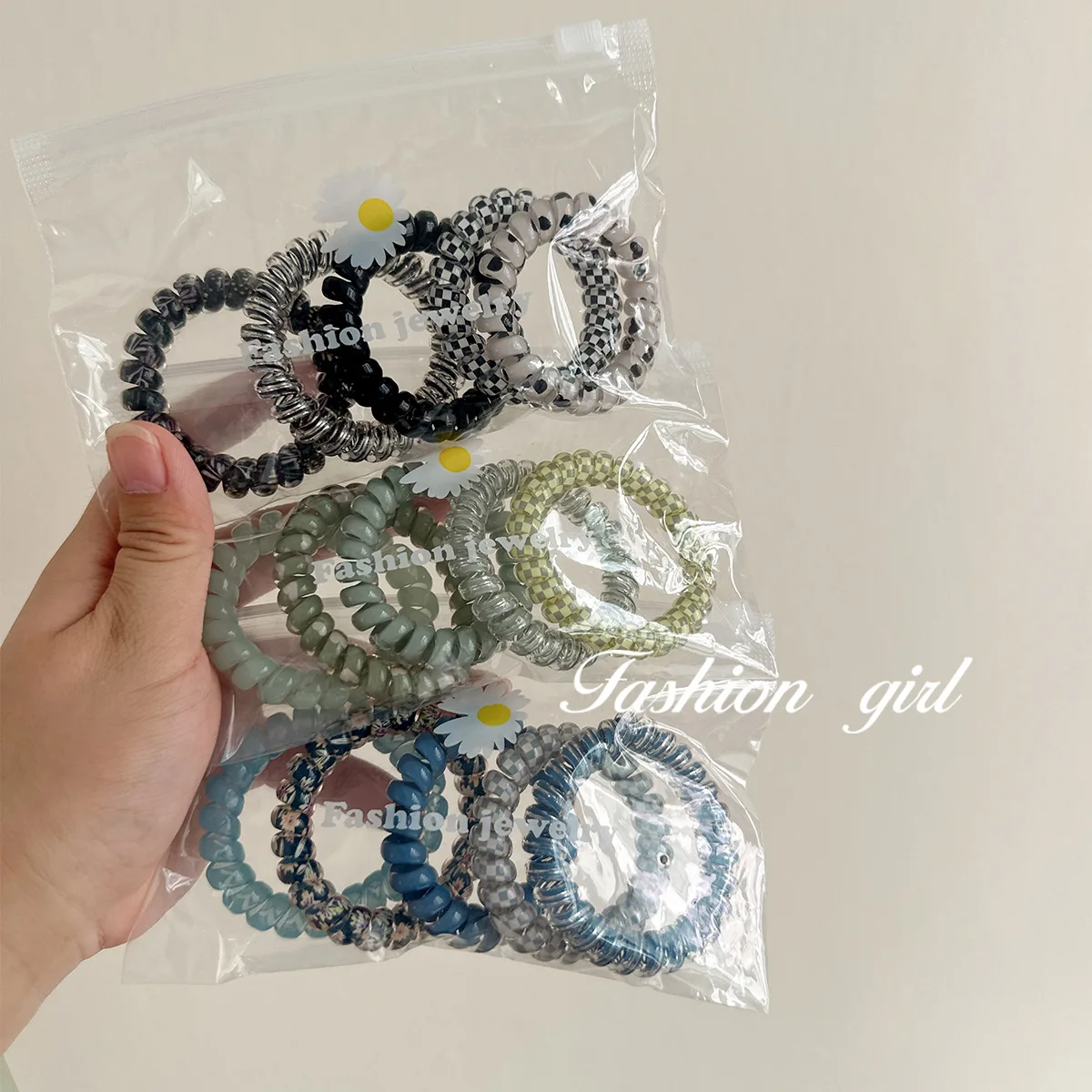 

5 Pack Spiral Hair Ties Coil Elastic Colorful High Stretch Durable Ponytail Holders Simple Daily Use for Women