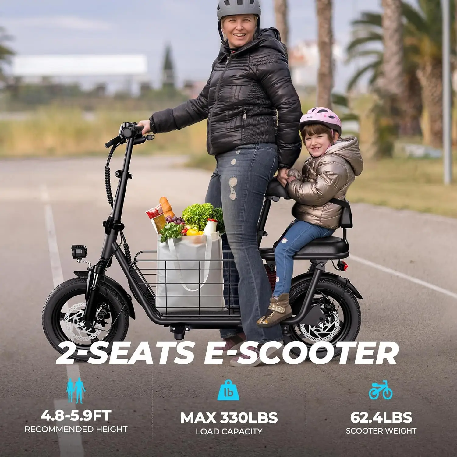 

WINDHORSE 850W Folding Electric Scooter with Seat and Basket,22MPH&25-Mile Range,Dual Suspension,3 Speed Gears,Daily Commuter