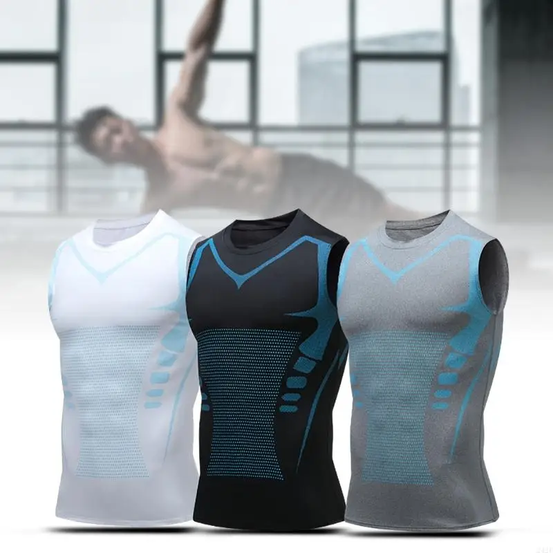 242F圧縮タンクトップフィットネスノースリーブシャツクイックドライスポーツタンクトップタイトなアンダーシャツビーチランニングワークアウト