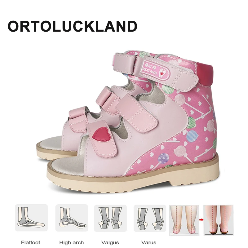 

Ortoluckland Girls Kids Sandals Children Orthopedic Leather Footwear Summer Babies Flatfoot Clubfoot Shoes 1 To 8Years Age