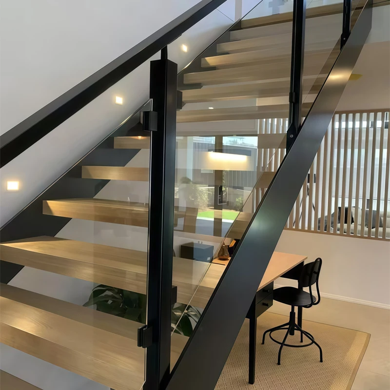 Customization New Straight Stairs Wooden Staircase Floating Straight Stairs Customized Interior Stairs