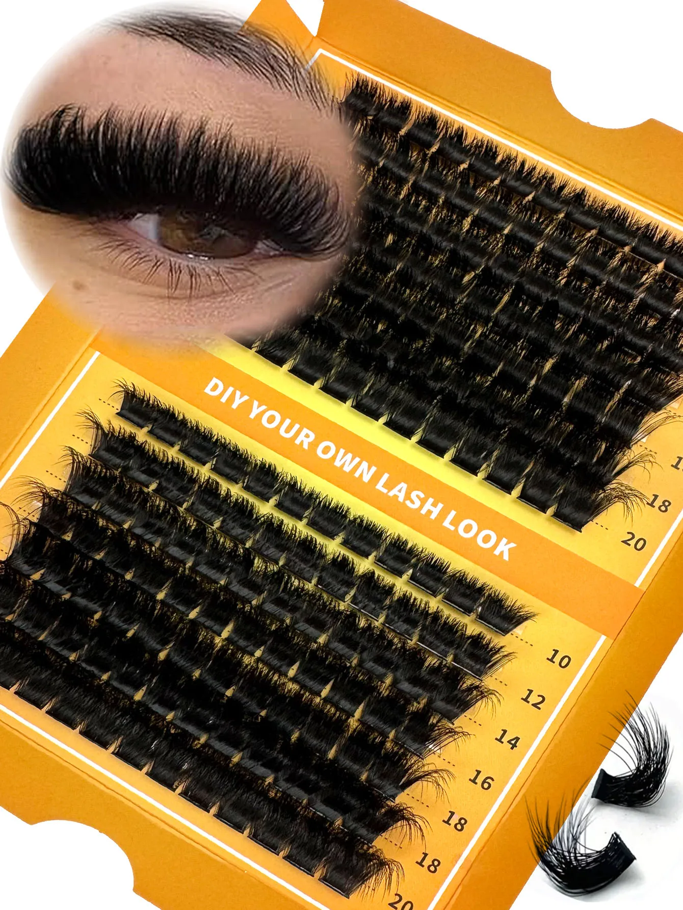 60D-200D 10-20mm 5D Flauschige, dicke, weiche Einzel-DIY-Wimpernverlängerungs-Büschel D-Curl Natürliche segmentierte Wimpern Make-up-Tools