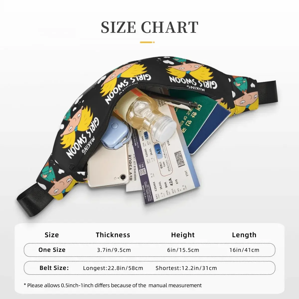 Custom Hey Arnold Animated Anime Helga Pataki Fanny Pack Men Women Cool Sling Crossbody Waist Bag Traveling Phone Money Pouch