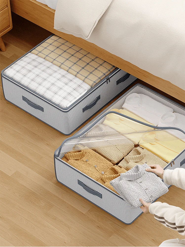 1PC Perspective Sortable Underbed Storage Bag, Suitable for Home Sorted Storage, Quilt Storage, Portable for Travel