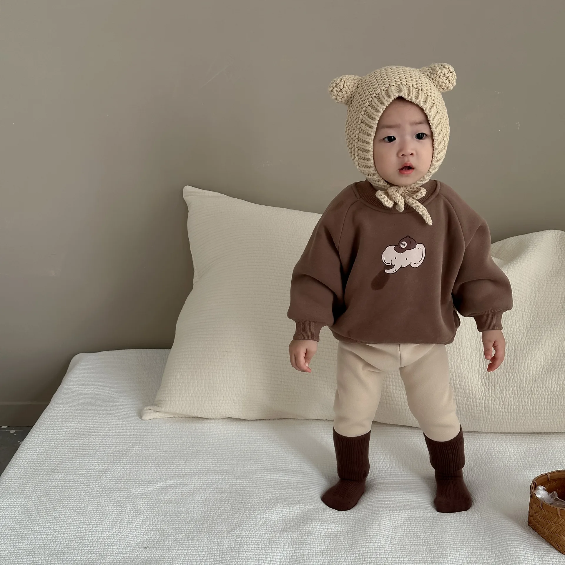 

Toddler autumn and winter clothing set newborn baby plush sweater pants two-piece sets suit for kids boys outfits 1 t0 2 clothes