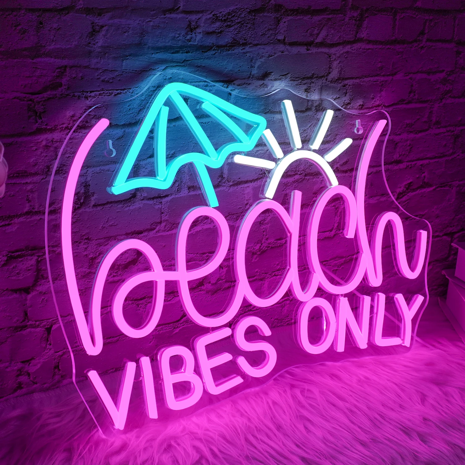 Beach Vibes Only Neon Led Sign Colorful Neon Lights Summer Party Signs Art Home Bars Restaurant Man Cave Room Decoration Lamp