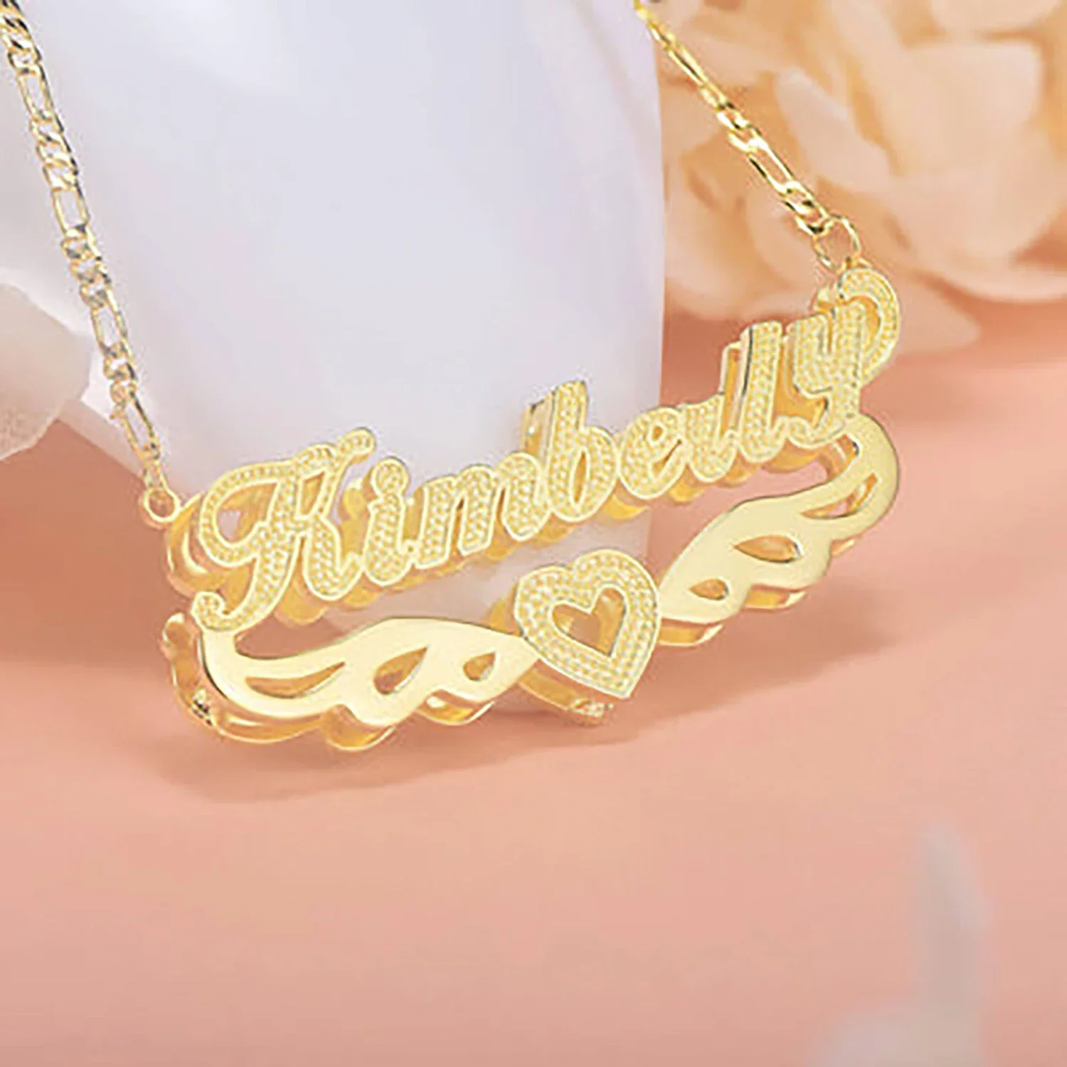 Customized Stainless Steel 3D Double Layer Nameplate Figaro Chain Personalized Commemorative Gift For Men And Women