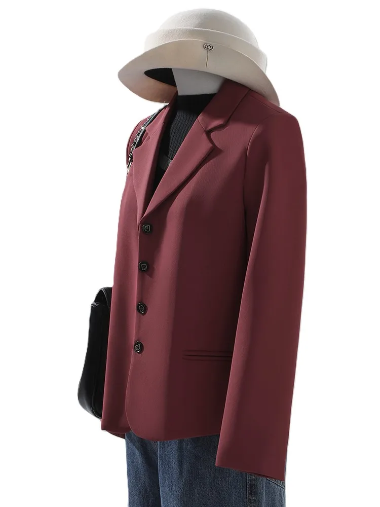 

Red Black Coffee Solid Women's Blazer Ladies Female Business Work Jacket