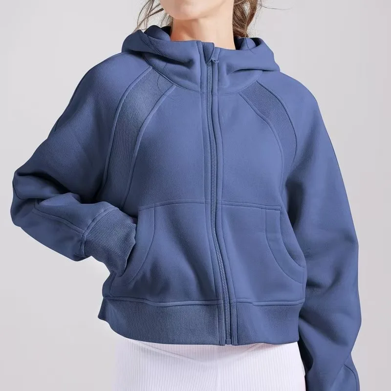 

Lemon SCUBA Women Yoga Solid Sports Pullover Hooded Sweater Warm Windproof Plush Outdoor Loose Easy Fashion Hoodie