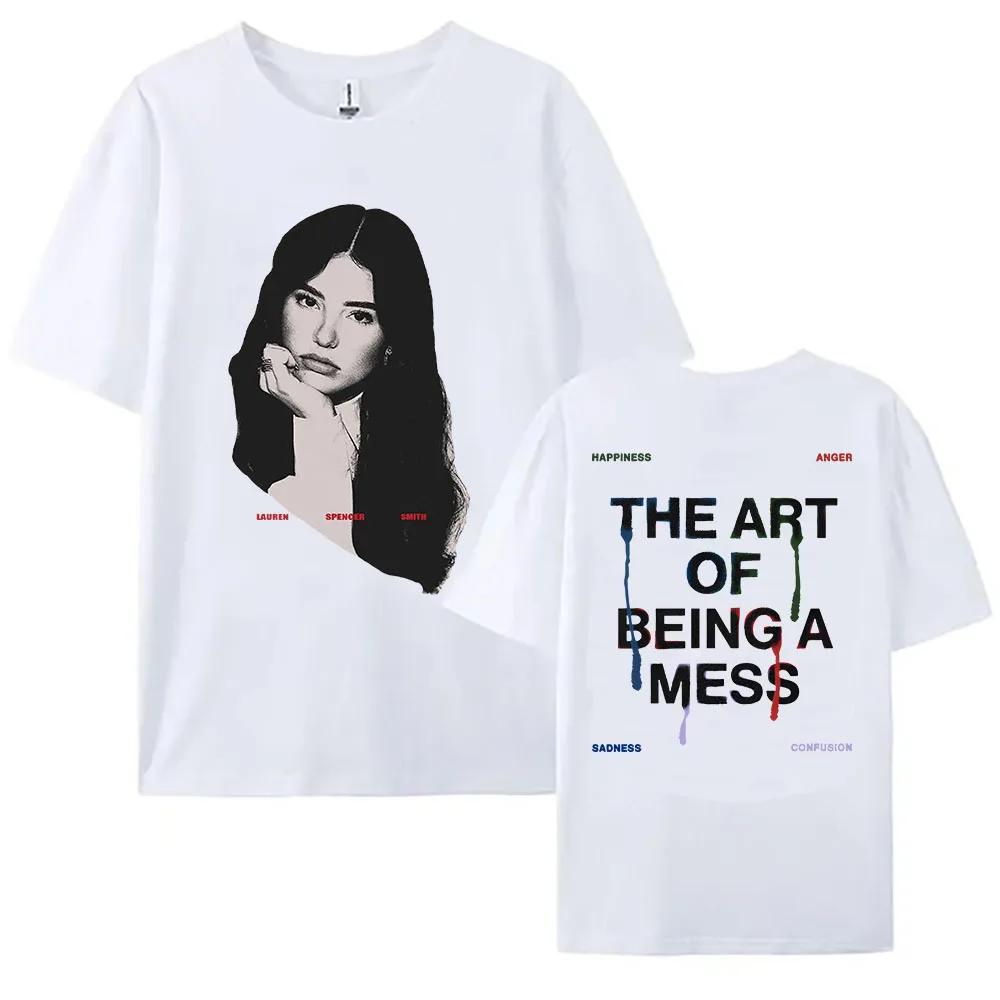 فن كونه فوضى صور تي شيرت لورين سبنسر سميث تي شيرت الصيف القطن النساء الرجال التي شيرت فضفاض موضة المغني طباعة تي شيرت