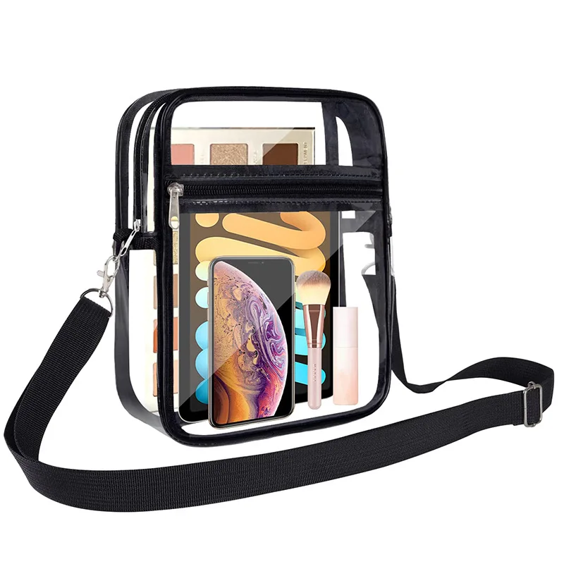 Transparent Crossbody Bag PVC clear Concert Sports One Shoulder Bag Messenger Bag with Adjustable Zipper