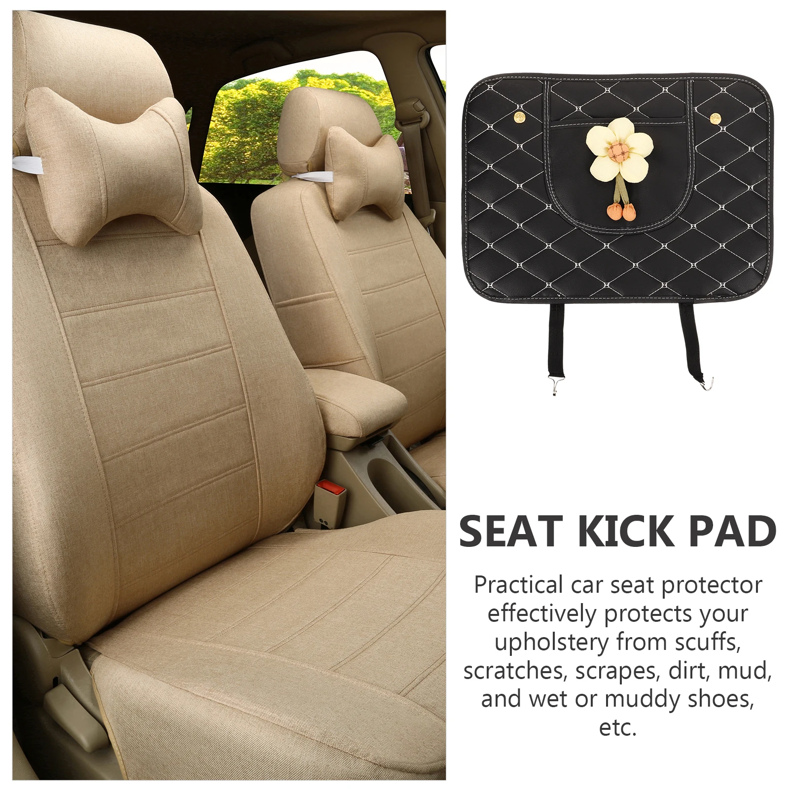 

Car Kick Pad Protector Back Seat Mat Anti-Kick Dirt Mud Waterproof Universal Fit for Kids Pet Seat CoverInterior Car