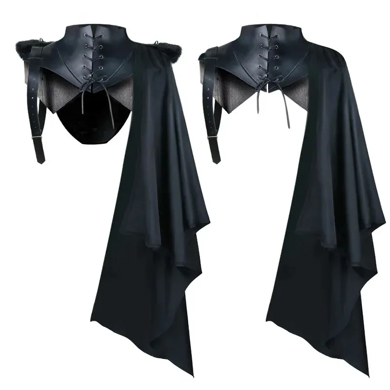 Halloween Medievale Party Anime Costumi Cosplay Puntelli per uomo Vampiro Cavaliere gotico Scialle Armatura Mantello Mantelle con cappuccio Soldie c;3.k'