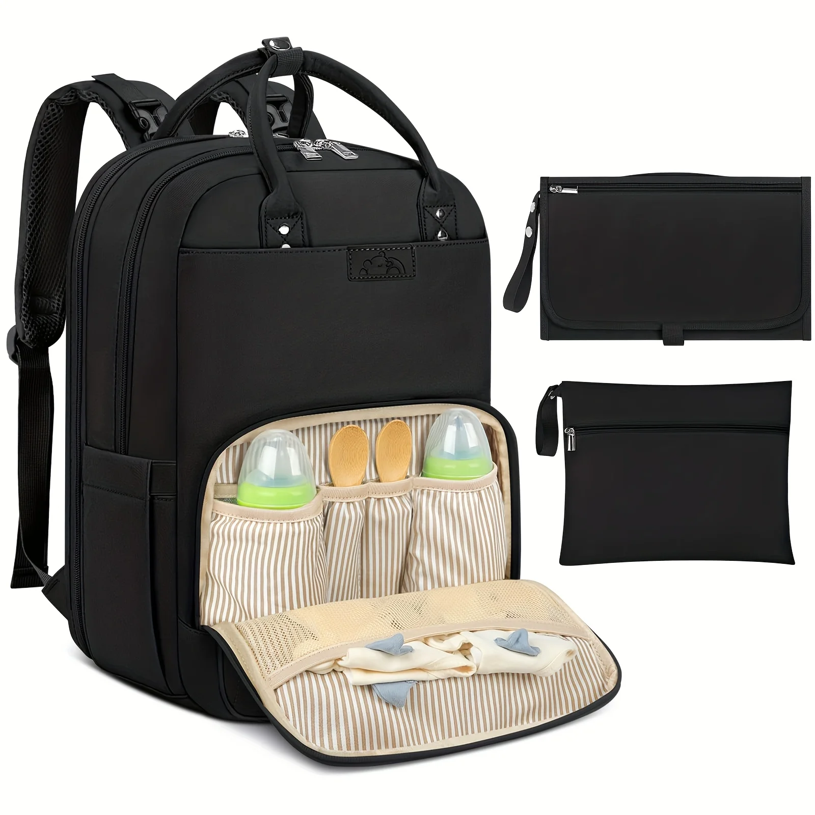 

NEWHEY Changing Bag Backpack with Portable Changing Mat Nappy Bag Multifunction Diaper Bags Large Rucksack Bag for Mom