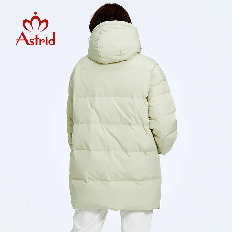 Astrid New Winter Clothes Women Loose Mid-Long Fashion Down Jacket Plus Size Women\'s Parka Hooded Simple Casual Quality Jackets