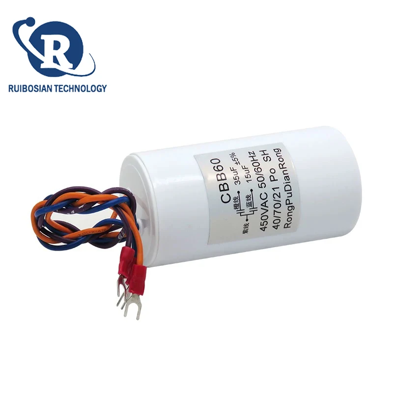 CBB60 15UF + 35UF 3 สายDual Capacitor 450Vไฟฟ้ารอกยกเสามอเตอร์เครนราคาเริ่มต้นที่Capacitor