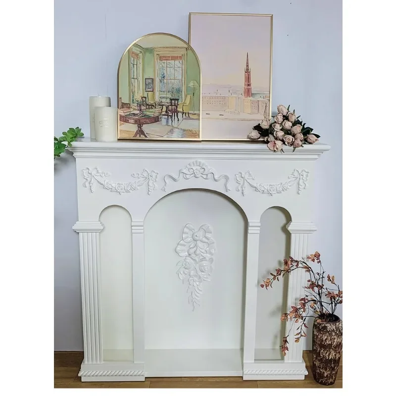 French Roman impression carved fireplace decorative cabinet porch table retro mantel shelf wedding photography props