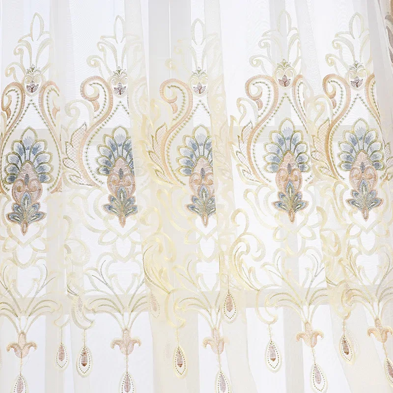

Chenille Cashmere Embroidered High Blackout Curtains Custom Size Luxury Hollowing Curtains Living Room Bedroom Floor Windows