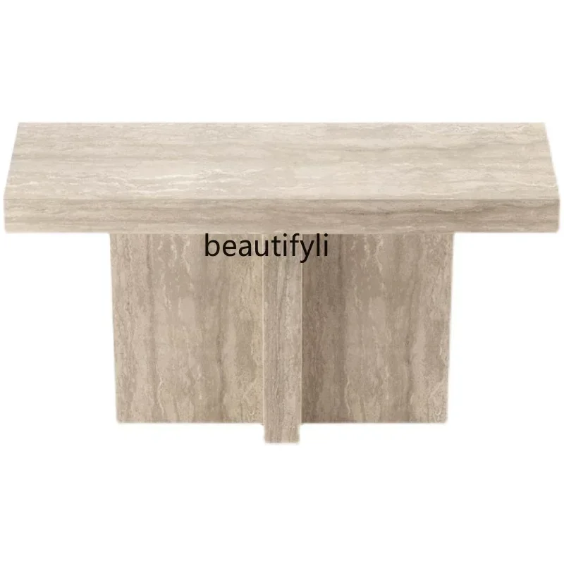 CC Travertine Entrance Table Designer Model Room Corridor Foyer Entrance Table End View Platform