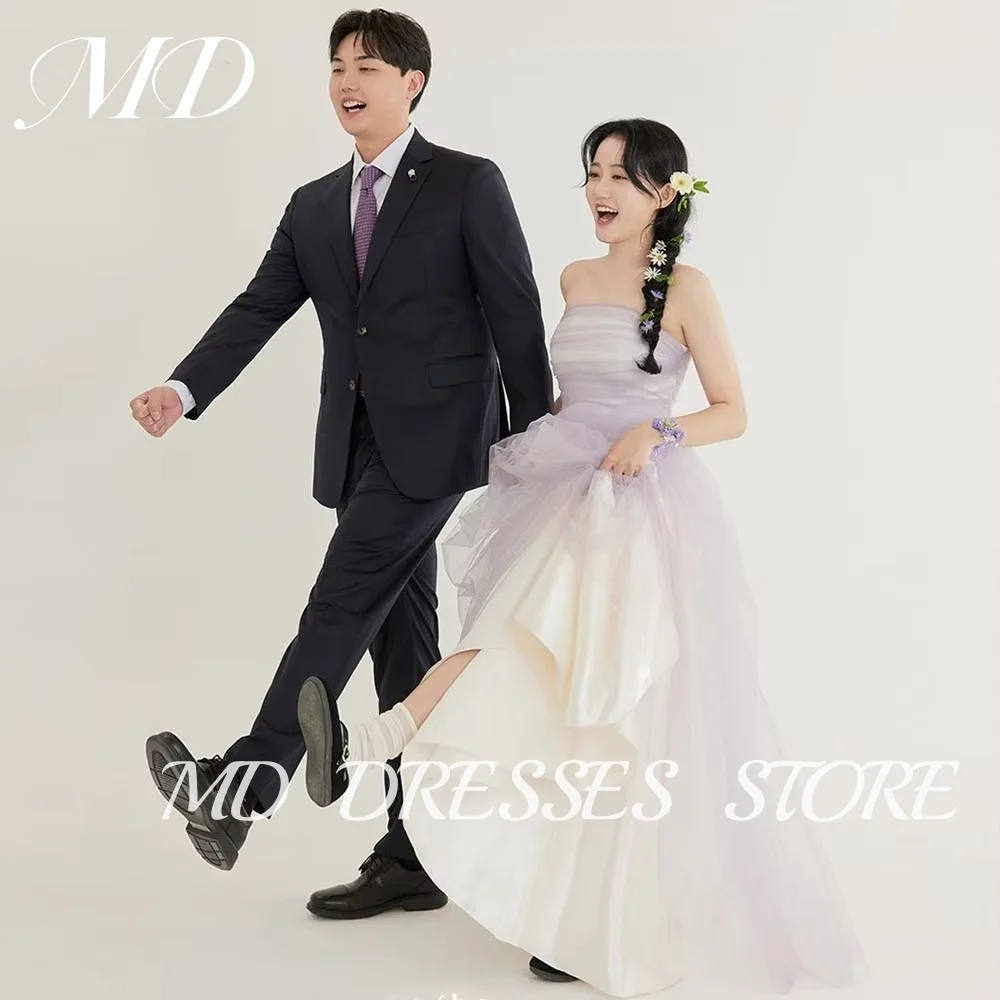 MD Princess Purple Wedding Dresses Korea Photoshoot Strapless Performance Dress Floor-Length Sleeveless Customized Party Gown