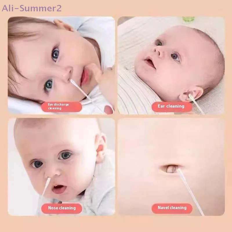 100/200 قطعة مزدوجة الرأس متعددة الأغراض وكيل الفلورسنت الحرة تنظيف حفائظ أعواد قطنية الطفل التمريض لوازم الطفل أعواد قطنية #1