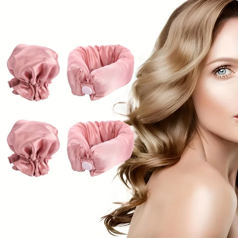 Juego de rizadores de satén sin calor de 2/4/6 piezas, varillas para rizos nocturnos, rizadores de pelo suaves para dormir, bonetes para rizos sin calor