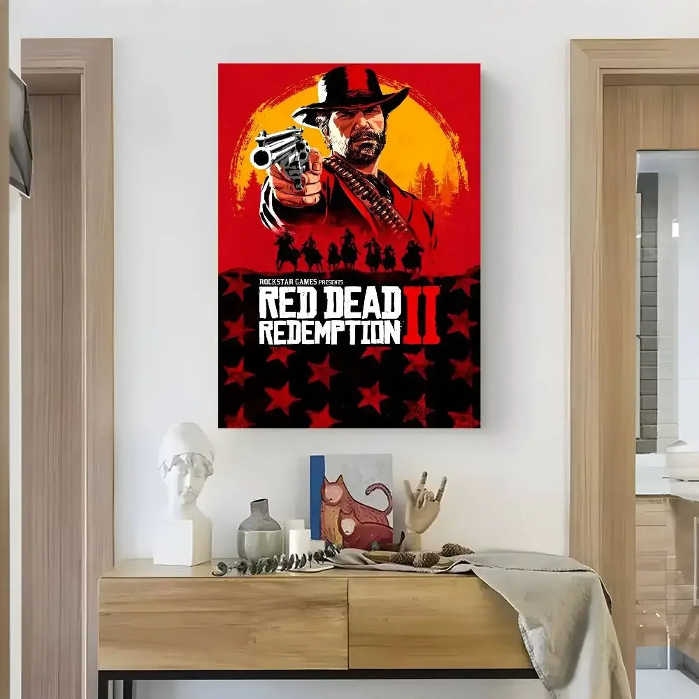 لعبة Red Dead Redemption 2 ملصق HD Art Sticky Wall مقاوم للماء غرفة المعيشة المنزلي غرفة نوم بار الديكور الجمالي