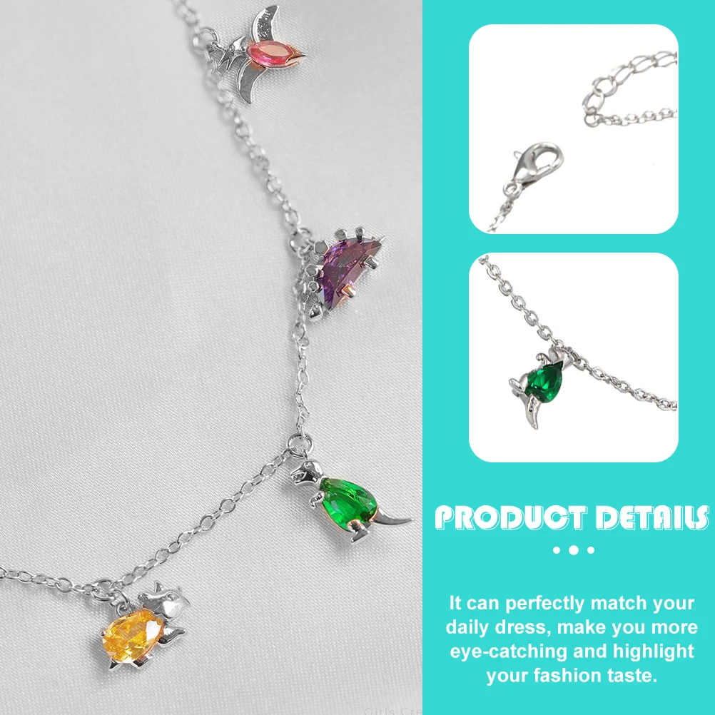 

Creative Little Dinosaur Necklace Zircon Neck Pendant Stylish Clavicle Chain Eye-Catching Daily Decorations Exquisite