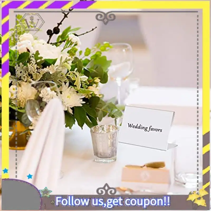 New 30 PCS Mini Sign Display Holder Transparent Acrylic 7X4 Cm Horizontal Slanted L-Shape Acrylic Name Card