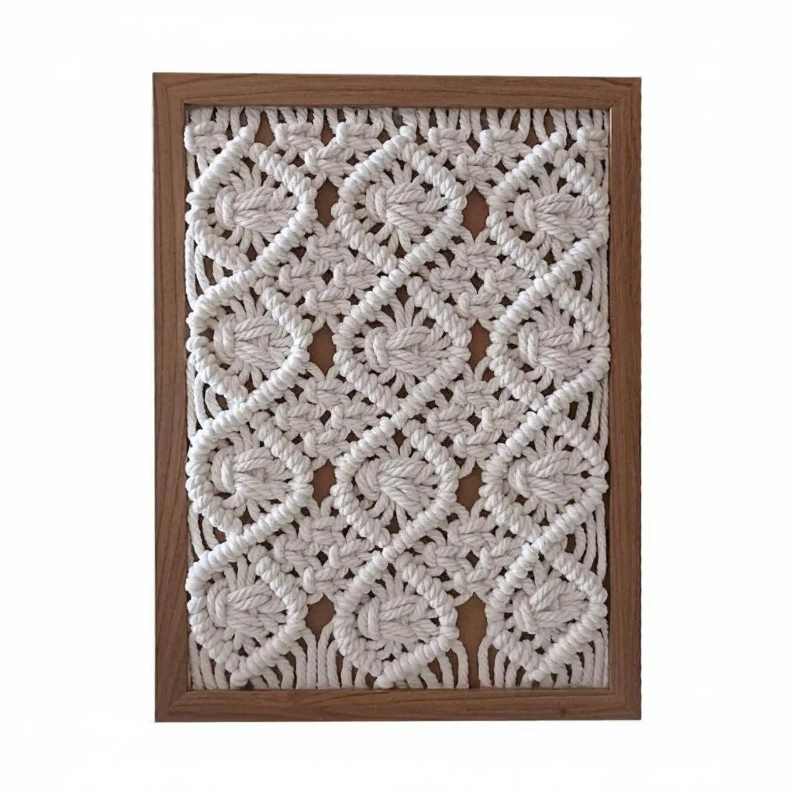 Macrame Woven Wall Hanging Tapestry Boho Decor Cotton Wood Frame Art for Living Room Bedroom Entryway Cozy Reading Nook