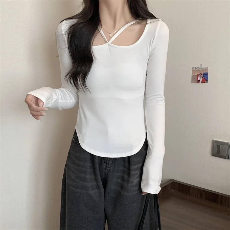 New Winter Sexy Black T-shirt Women Kpop Japanese Y2K Vintage Tee Shirt Woman Autumn Skinny Korean Fashion White Clothes Tops - Image 4