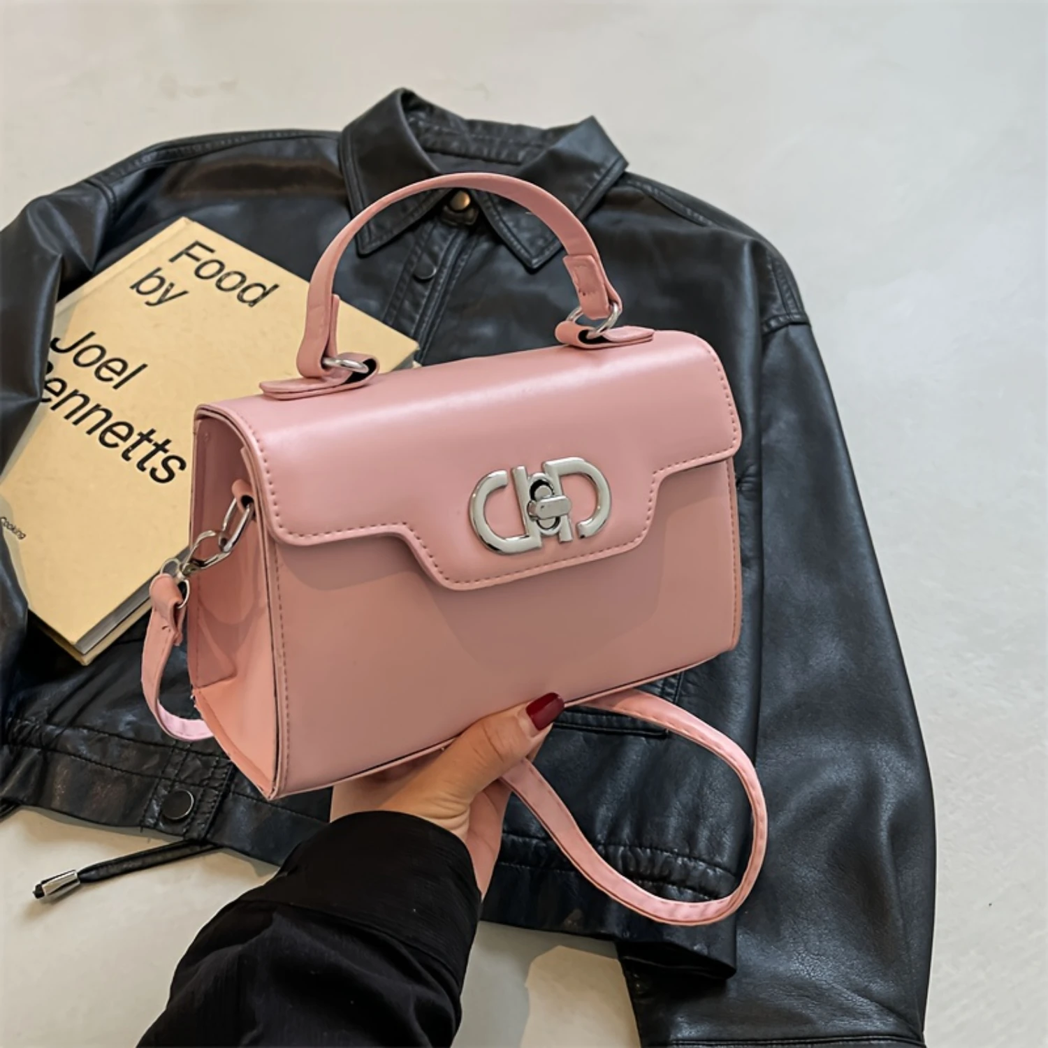 Women's Trendy PU Leather Shoulder Bag, Elegant Handbag With Detachable Strap, Crossbody Satchel