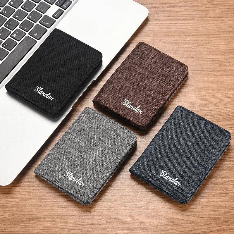 

DHL50pcs Wallets Men Canvas Plain Letter Printing Personal Thin Short Business Credit Card Holder