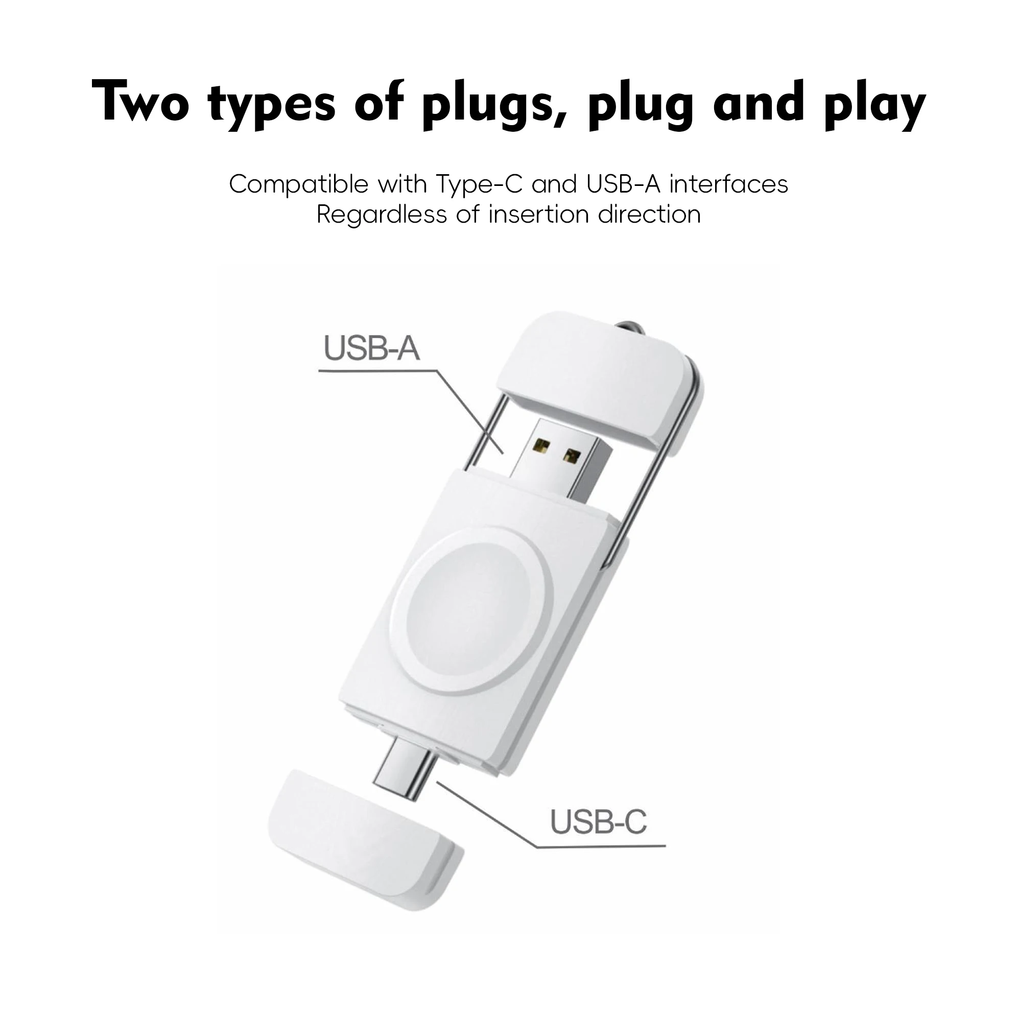 Portable Wireless Charger with Dual USB-A/USB-C Inputs Universal Charging for iWatch AirPods Travel-Friendly Wireless Charger view 2