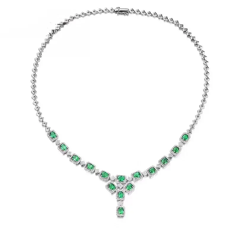 Natural Emerald Anniversary Pendant Necklace Women 925 Sterling Silver Gemstone for Girl Hot Selling Gift Luxury Jewelry