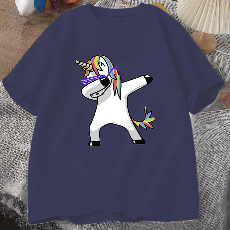 Hot Funny Cartoon DAB Unicorn T Shirt Women men Casual Personality Round Neck Short Sleeve Fashion T Shirt