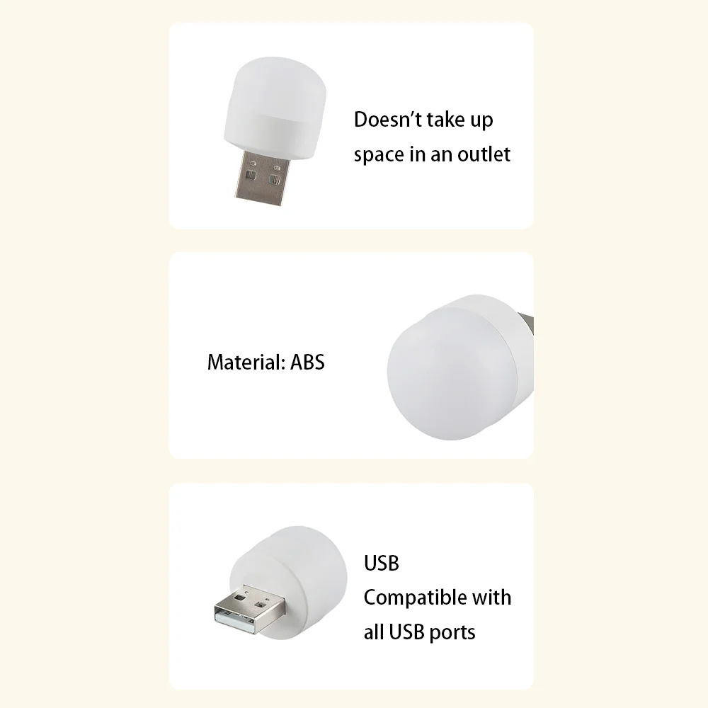 10PC USB Portátil LED Mini Noites Luz Pequena Lâmpada Redonda Computador Energia Móvel