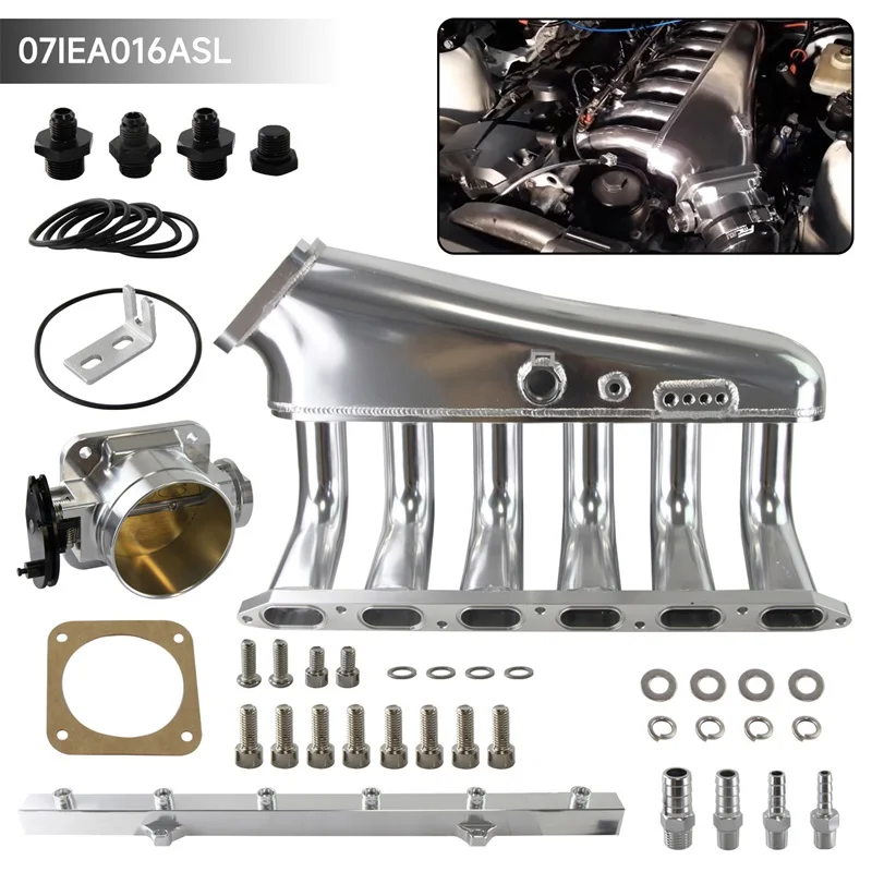 Billet Intake Manifold w/ Fuel Rail+Throttle Body Fits For BMW E36 E46 325i 328i  Black/Silver