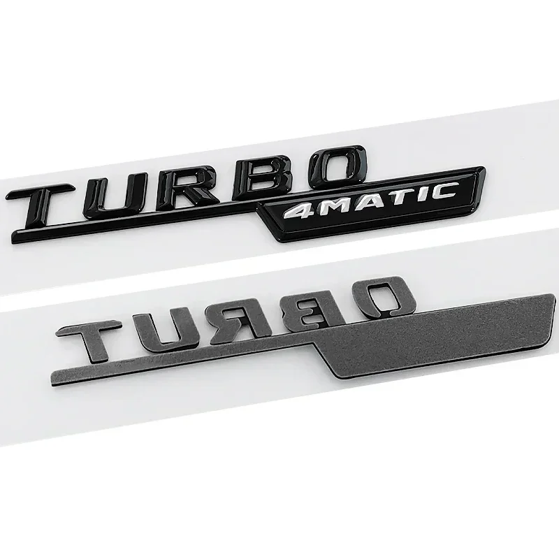 ABS Chrome Black AMG Turbo 4matic Emblem Logo Car Fender Badge For Mercedes CLA 45 X156 A45 Turbo AMG Sticker Auto Accessories