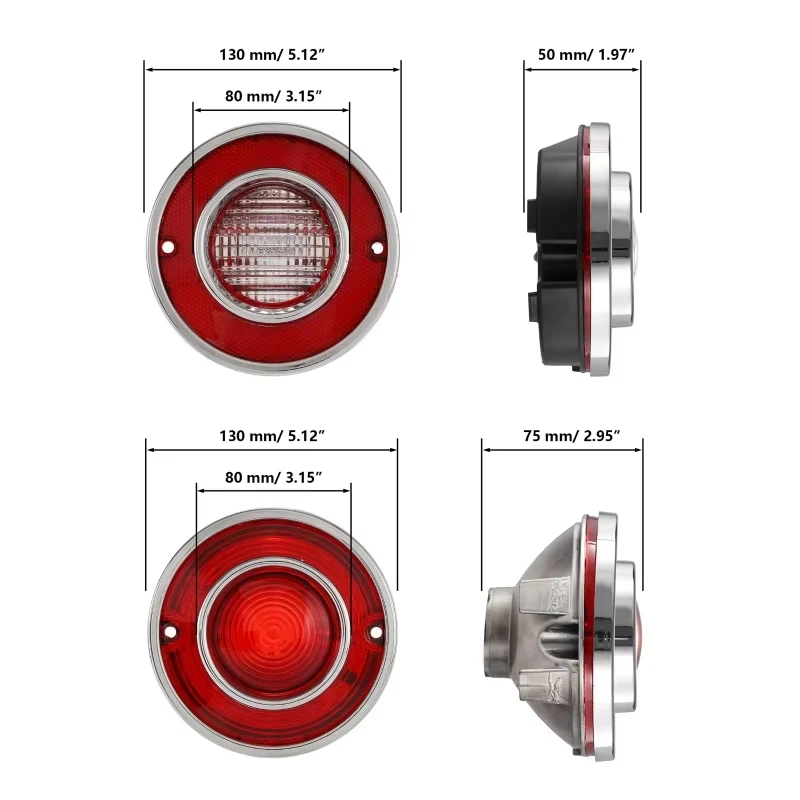 4pcs Car LED Tail Lights Rear Brake Lights for Corvette C3 1975-1979 (without Bulbs)