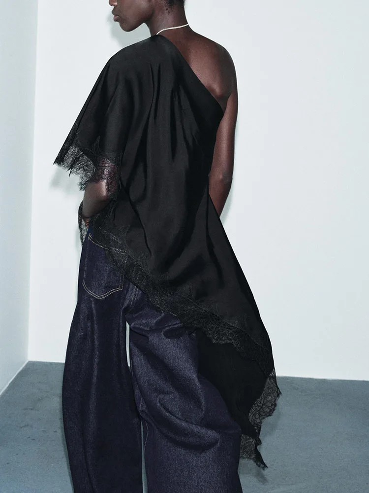 เสื้อลูกไม้เซ็กซี่แบบไม่สมมาตรแฟชั่นใหม่สำหรับผู้หญิง ฤดูหนาว 2025 เสื้อผ้าอเนกประสงค์สไตล์หวาน ชุดการแสดงแนวชาติพันธุ์ 964800 800