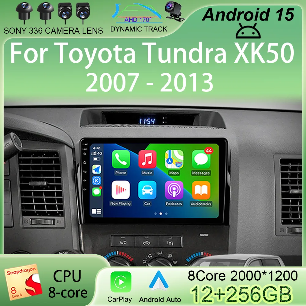 

For Toyota Tundra XK50 2007 - 2013 Android 15 Sequoia XK60 2008 - 2017 Car Radio Multimedia Video Player Navigation Screen Auto