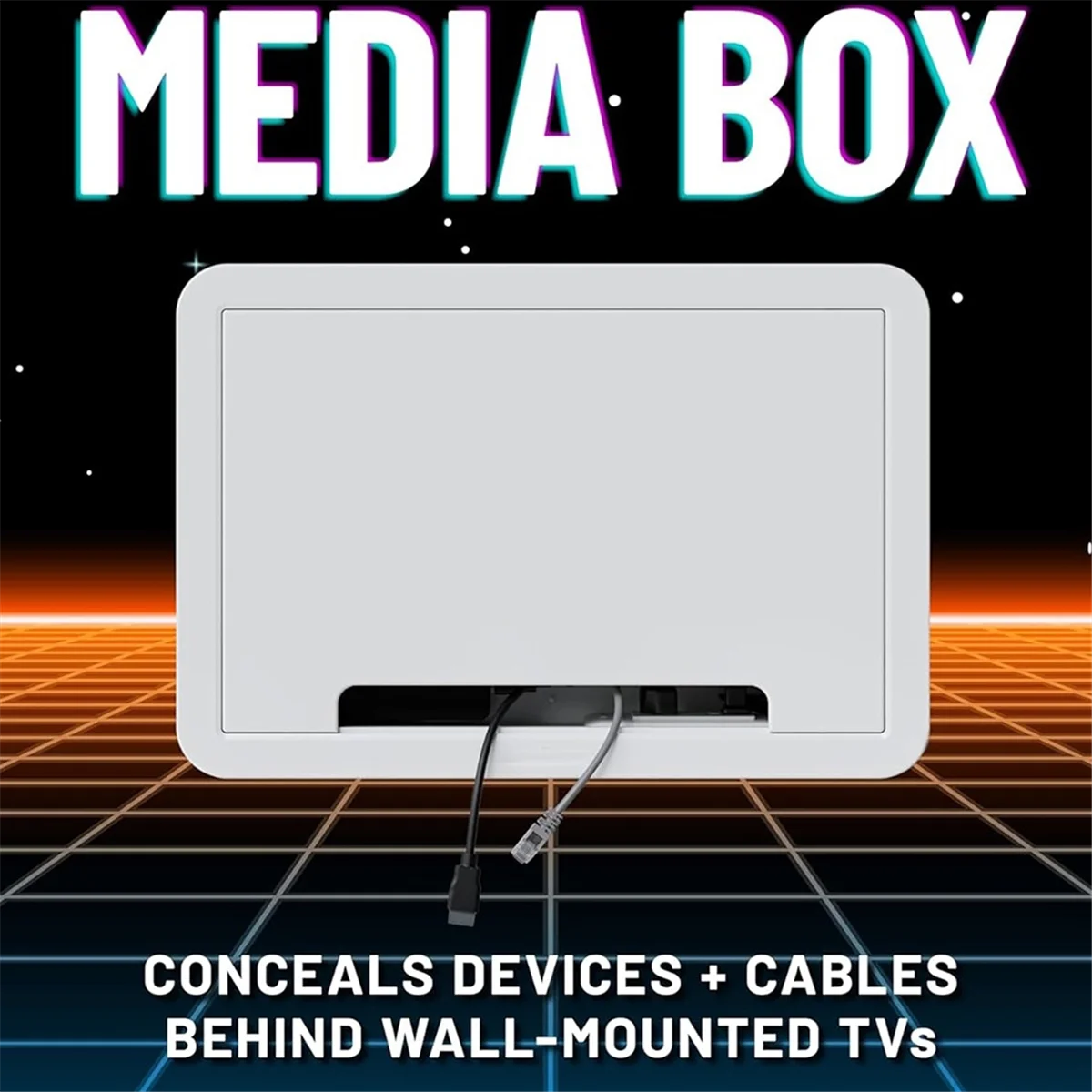 A56XQ صندوق وسائط تلفزيون داخلي مقاس 9 بوصة - مخرج تلفزيون وغلاف شبكة لهاتف Roku/Apple TV/Fire TV Stick/Samsung One Connect