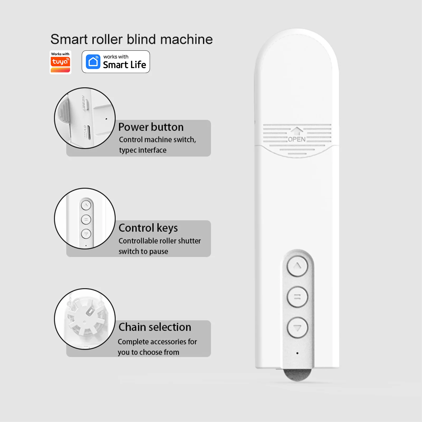 Moteur de rideau électrique intelligent Hurized JORoller, WiFi, Zigbee, perle nervurée, fonctionne avec Alexa, Google Home