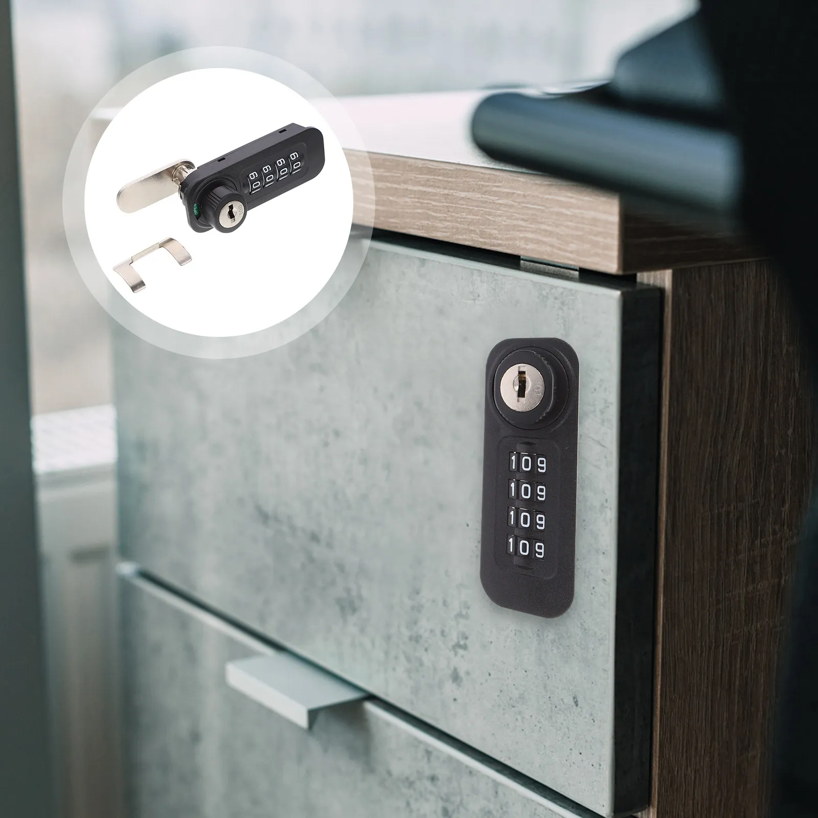 4 Digit Resettable Mechanical Combination Lock for Locker File Cabinet Door Vertical Steel Cabinet Security Lock Theft Resistant