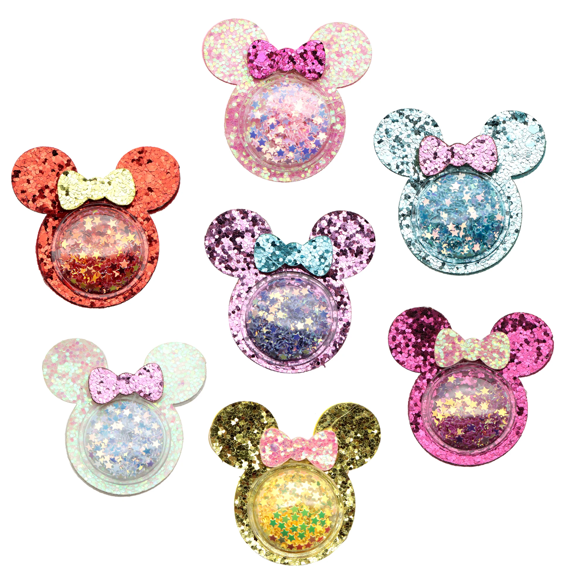 Mouse Cartoon Quicksand paillettes acrilico planare Resin shaker fai da te Bow-knot Crafts Home Craft Phone Case decorazione della casa, 1 yc17019