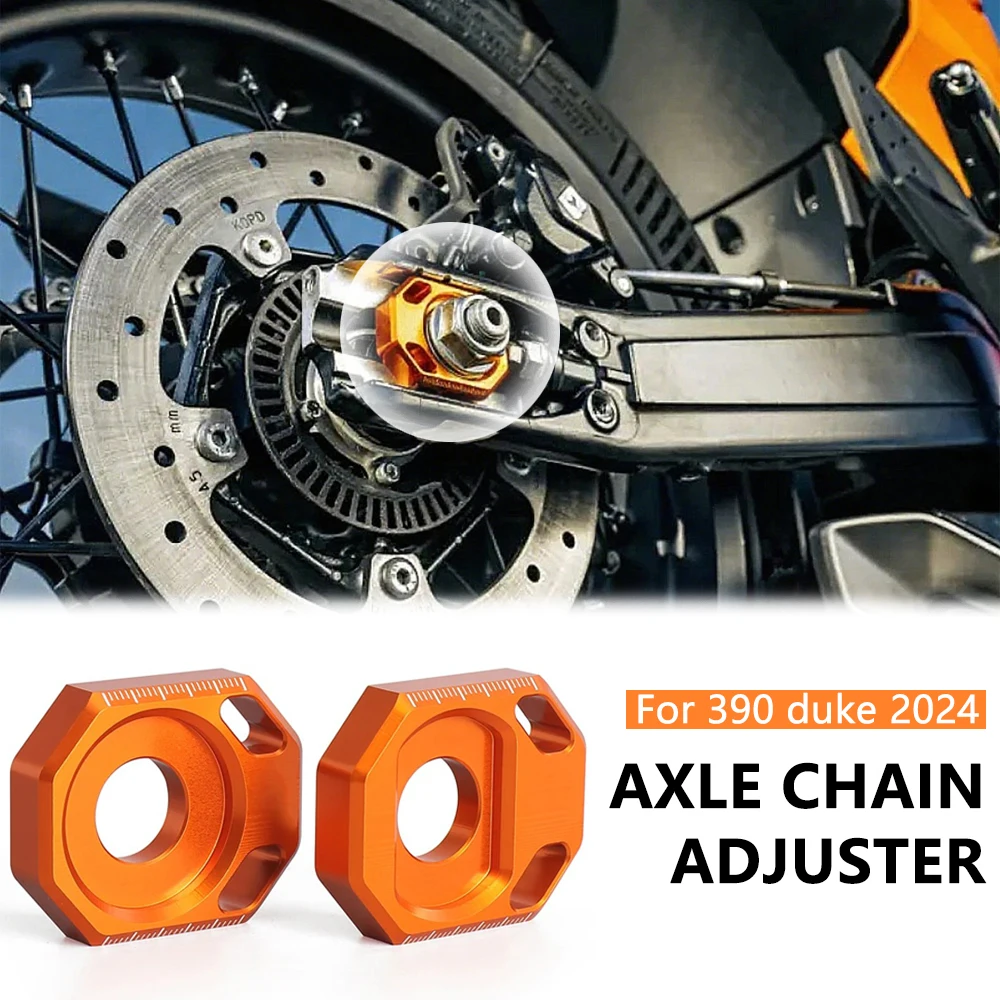 

New Orange With Logo Axle Chain Adjuster For 125 DUKE 390 Duke 390Duke 2024 2025 Motorcycle Rear Chain Adjuster Regulator Slider