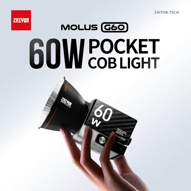 ZHIYUN MOLUS G60 COB 60 Вт карманный светодиодный светильник для видеосъемки для YouTube TikTok видеостудия записи для съемки на открытом воздухе