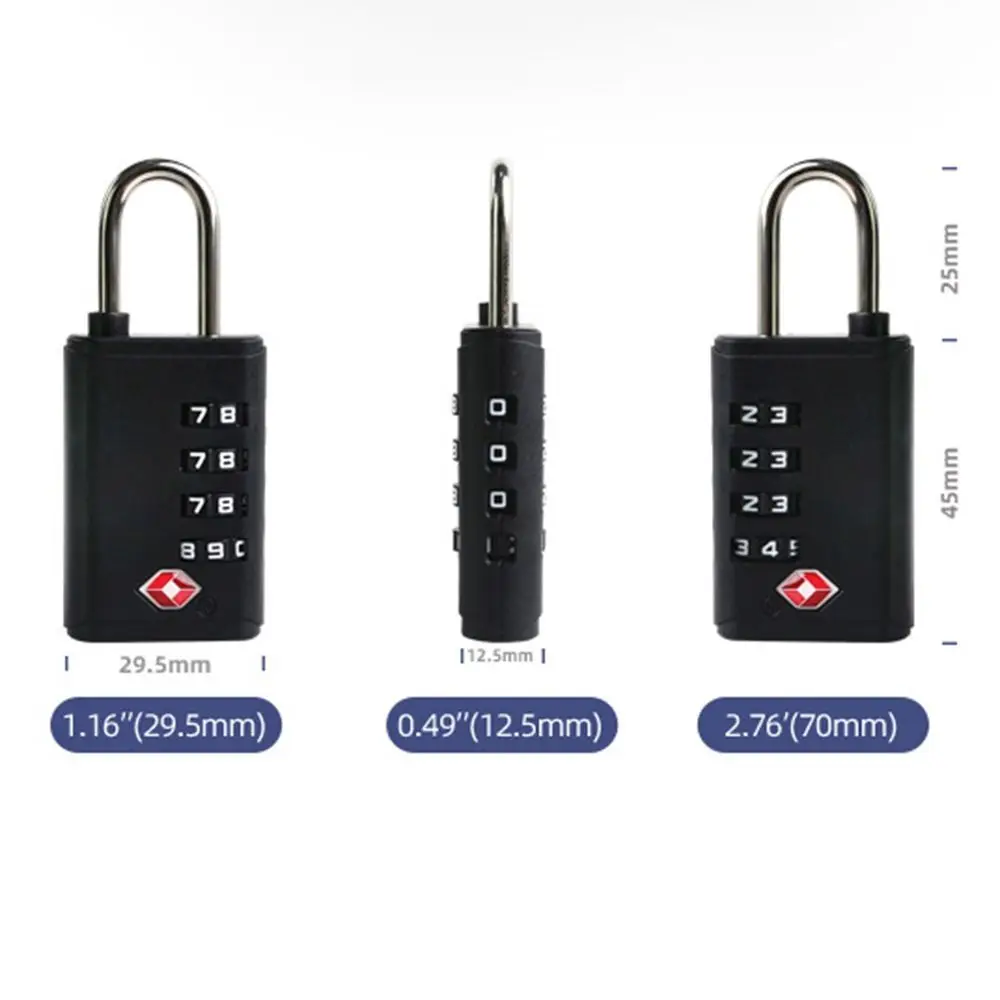 Cadenas Portable TSA à 4 chiffres, serrure douanière à combinaison, antivol, Code en toute sécurité, serrure pour bagages, protection de la sécurité